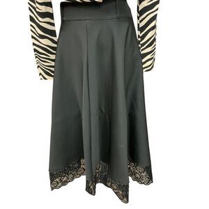 SHEIN Women's Plus‎ Size 2XL Trends Contrast Lace Flare Skirt Black